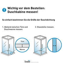 Laden Sie das Bild in den Galerie-Viewer, Bundle: 2x Sealis Duschdichtung transparent 100cm für 4-5mm Glasdicke + Glasveredelung mit einem hochwertigen Mikrofasertuch