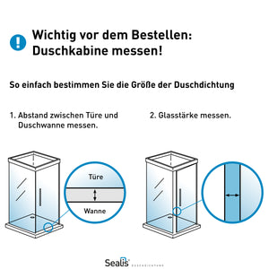 2x Sealis Ersatzdichtung - Dichtkeder für 5mm/ 6mm/ 7mm/ 8mm Glasdicke Wasserabweiser Duschdichtung Schwallschutz Duschkabine (Bundle)