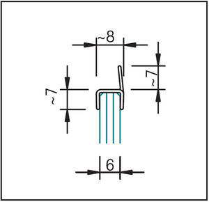 H-Profil mit weicher Lippe - senkrecht an der Tür für 6 oder 8mm Glasdicke - Transparent