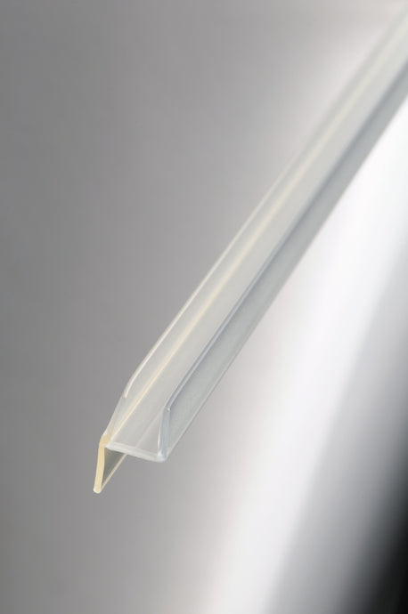 H-Profil mit weicher Lippe - senkrecht an der Tür für 6 oder 8mm Glasdicke - Transparent
