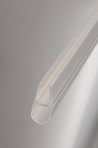 Streifdichtung mit Runder Lippe - senkrecht an der Tür für 6-8mm Glasdicke - Transparent
