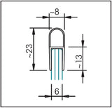 Streifdichtung mit Runder Lippe - senkrecht an der Tür für 6-8mm Glasdicke - Transparent