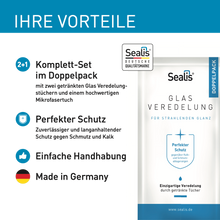 Laden Sie das Bild in den Galerie-Viewer, Sealis Glas Versiegelung mit Abperleffekt – Wasserabweisend Anti Kalk für Dusche I Made in Germany