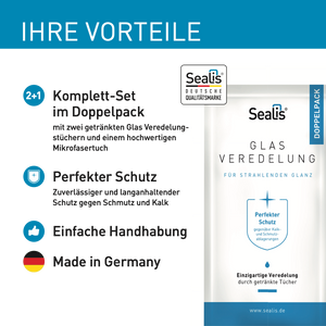 Sealis Glas Versiegelung mit Abperleffekt – Wasserabweisend Anti Kalk für Dusche I Made in Germany