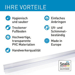 Bundle: 2x Sealis Duschdichtung transparent 100cm für 5-8mm Glasdicke + Glasveredelung mit einem hochwertigen Mikrofasertuch